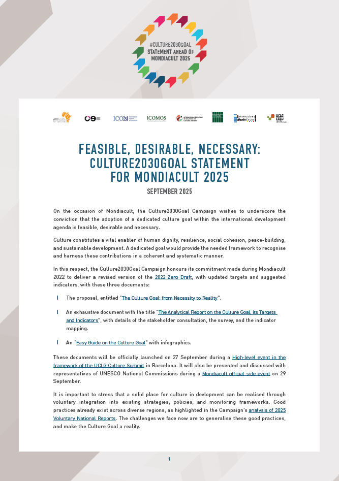 Statement pre-Mondiacult 2025